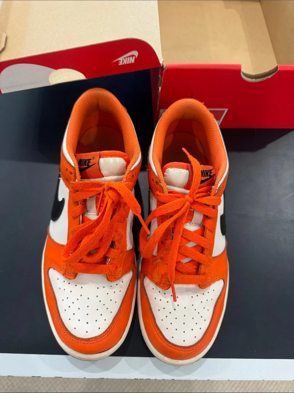 Nike Kids Orange, White & Black Low-Top Sneakers